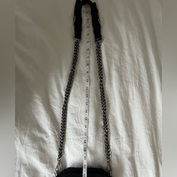 Black Faux Pebbled Leather Crossbody Bag with Chain Strap - Picture 16 of 16